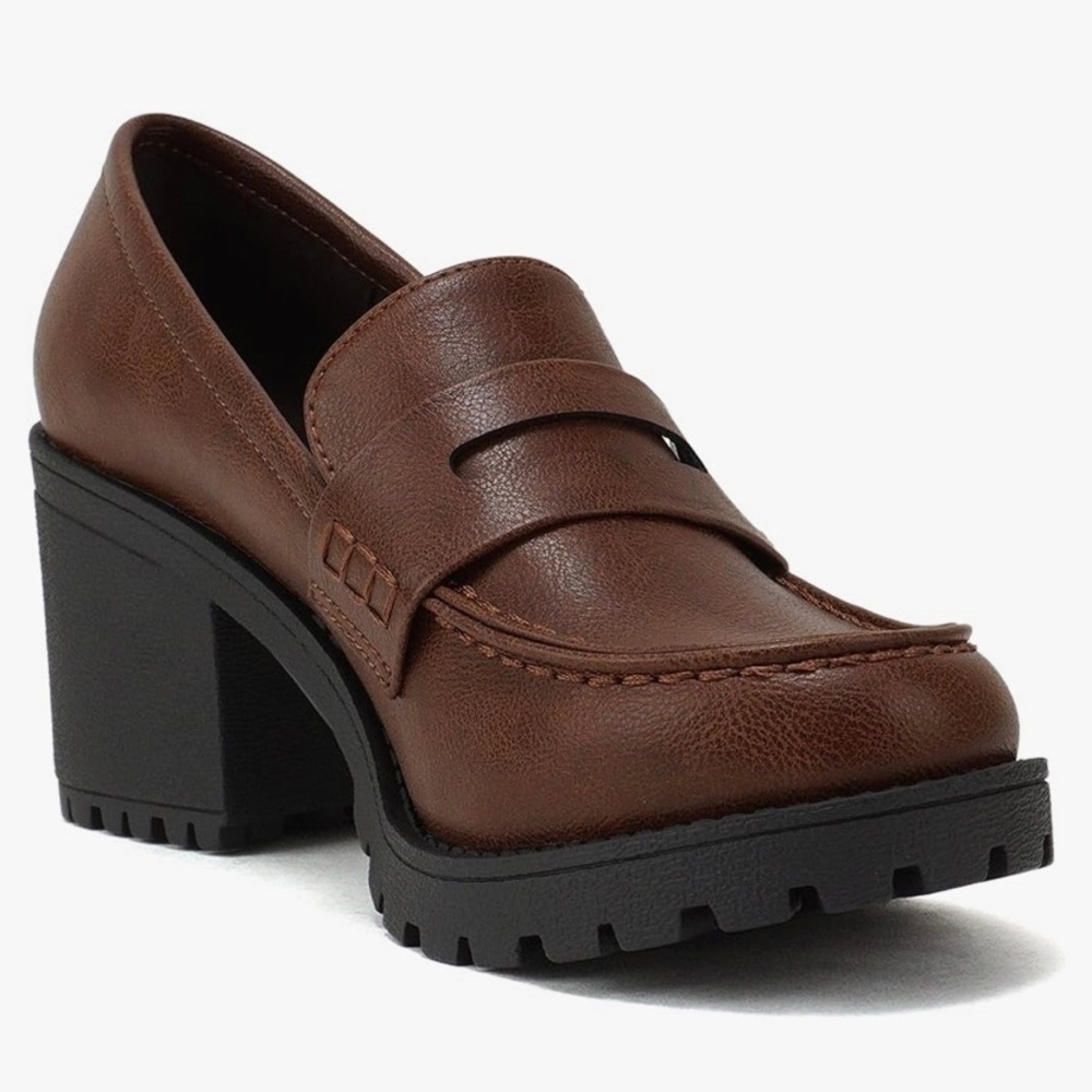 Soda brown heel loafers
